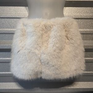 Elegant Cream Faux Fur Mini Skirt